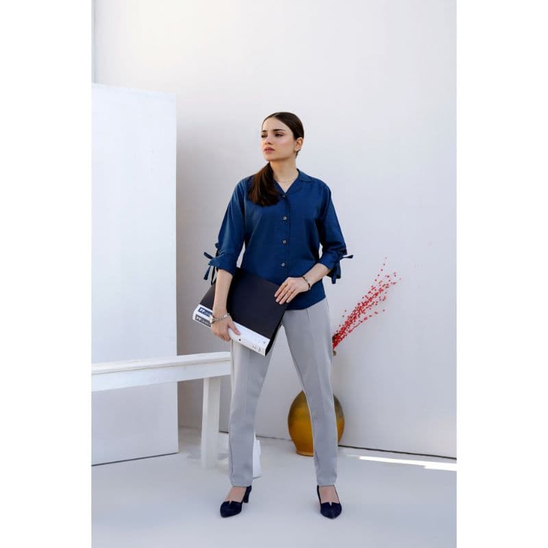 Zettrobe Formal Suit -Blue and Grey