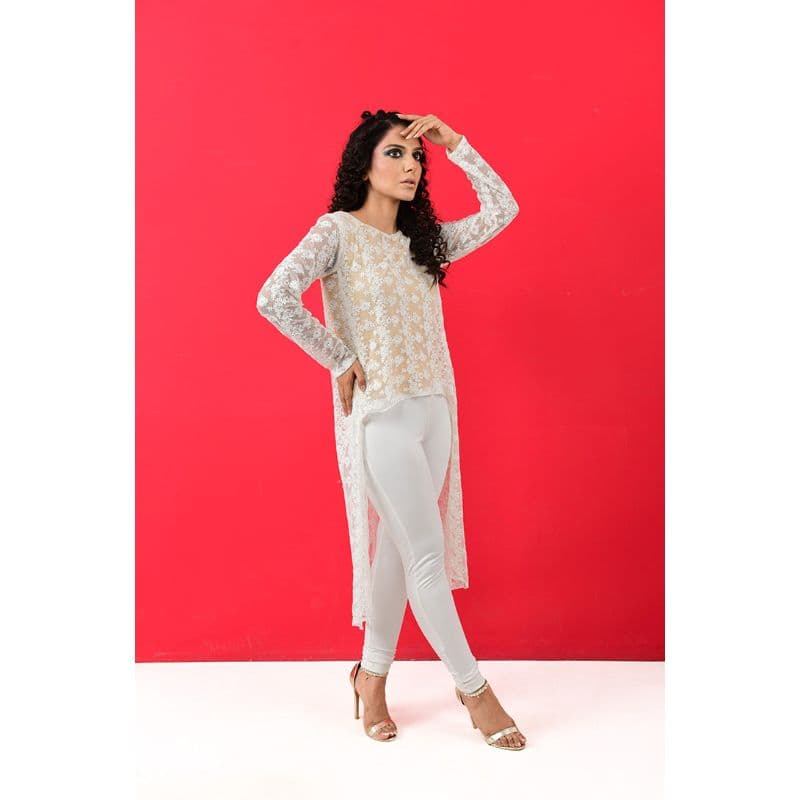 Zetrrobe Lace Dress With Pants Modest Long Sleeve Jewel Beach Suit