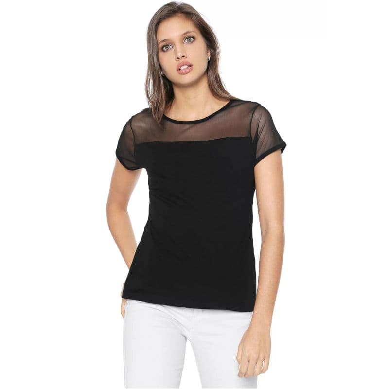 Zettrobe Round Neckline Mesh Half Sleeve Top