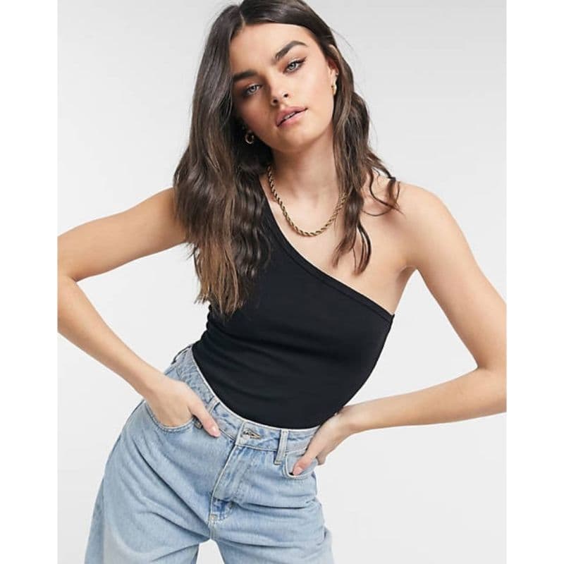 Zettrobe Solid One Shoulder Fitted Tank Top