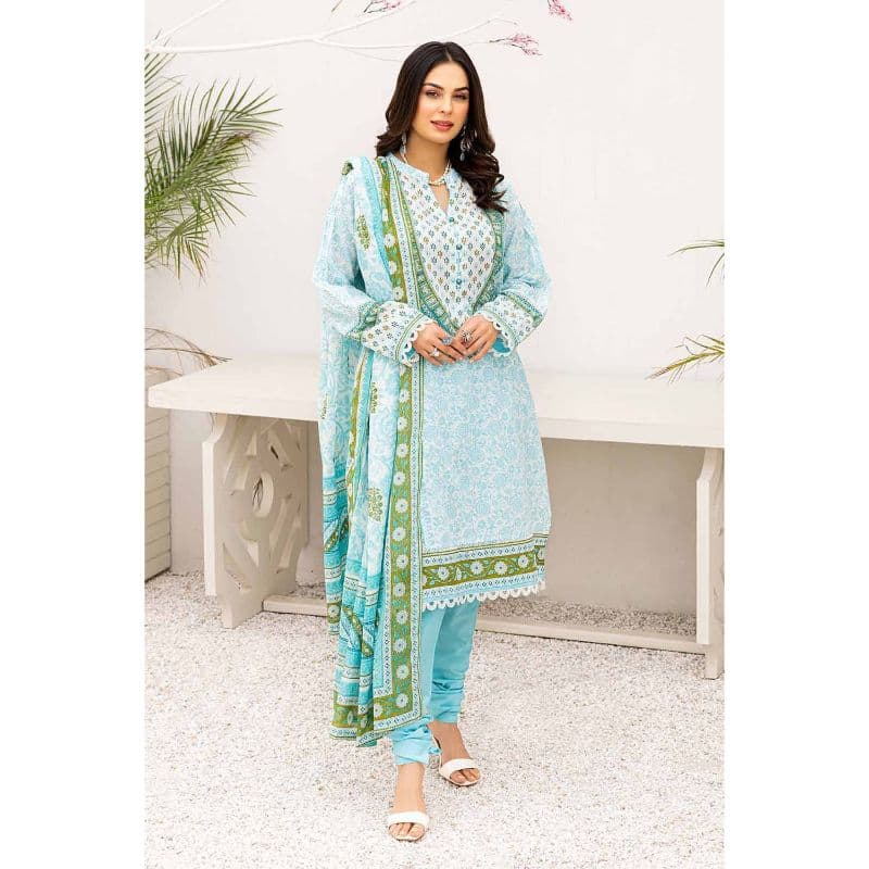 Ideas Printed Unstitched Lawn Suit with Denting Lawn Dupatta DN-32105A 3PC