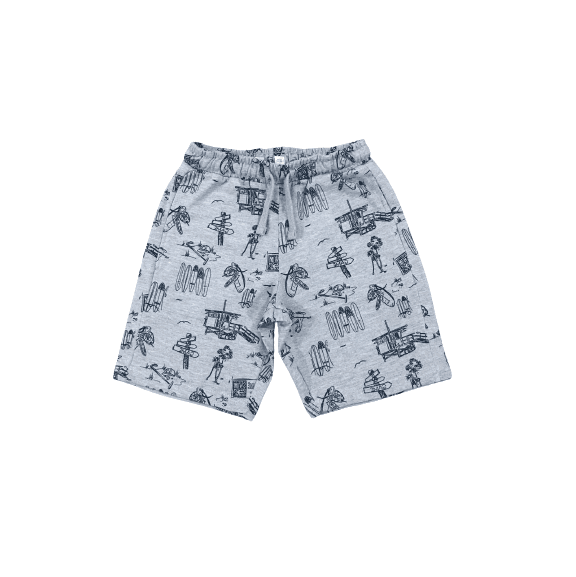 Kids Creation Grey Blue Printed Shorts