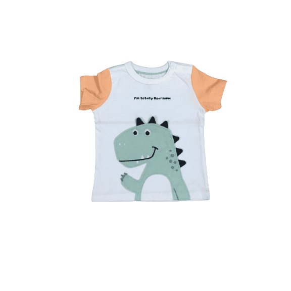 Kids Creations White Orange Dino T-Shirt