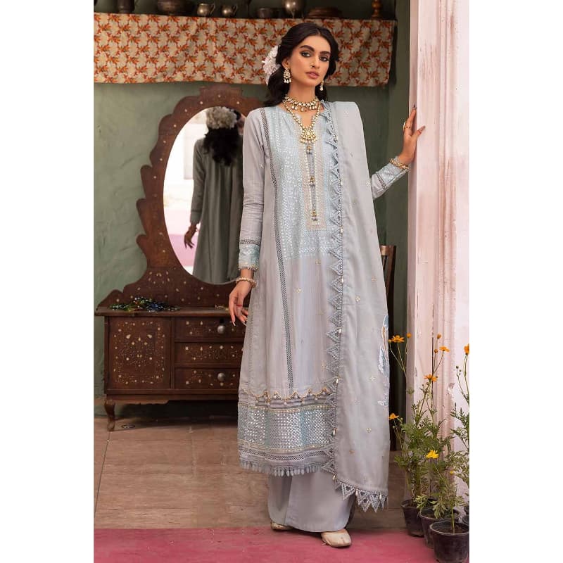 Ideas Sequins Embroidered Unstitched Lawn Shirt with Sequins Embroidered Meshuri Dupatta FE-32087 3PC