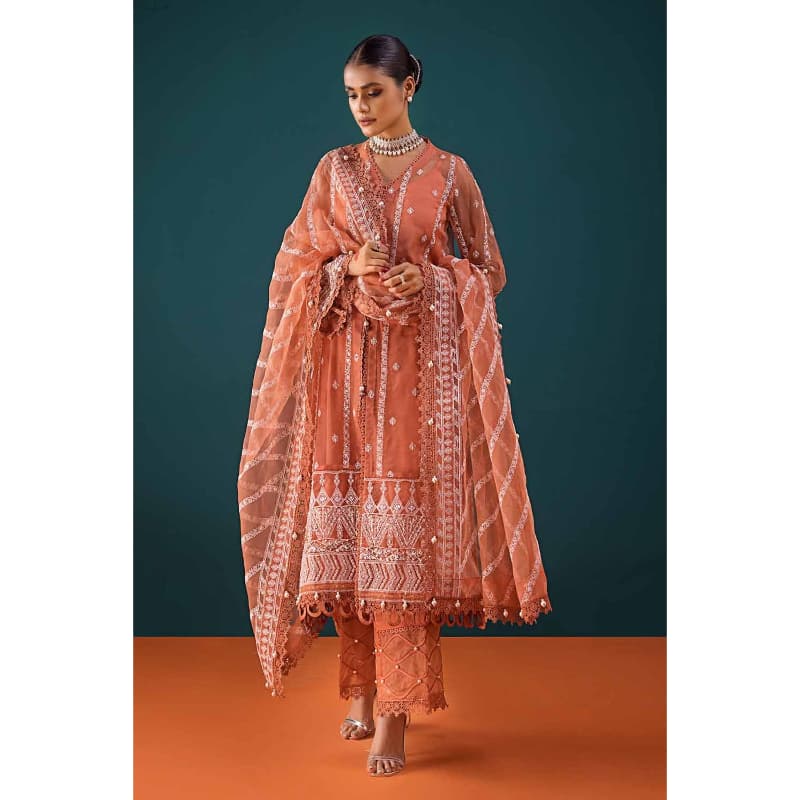Ideas Embroidered Unstitched Organza Suit PRW-32016 3PC