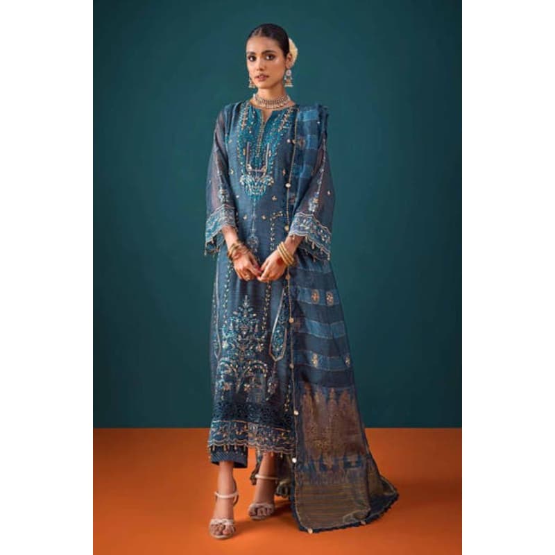 Ideas Embroidered Unstitched Net Shirt with Jacquard Dupatta and Inner PRW-32033 3PC