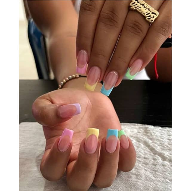 Nail Bear Pastel Colour French Nails