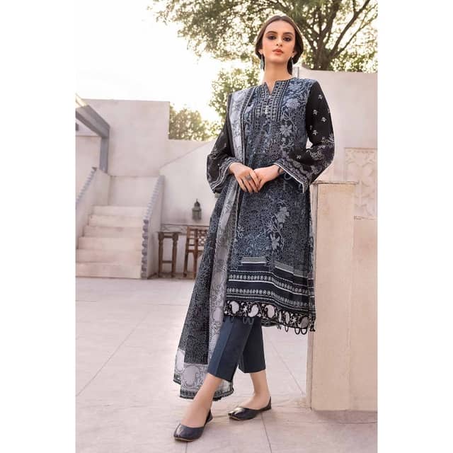 Ideas Embroidered Unstitched Lawn Suit Denting Lawn Dupatta DN-32104 3PC