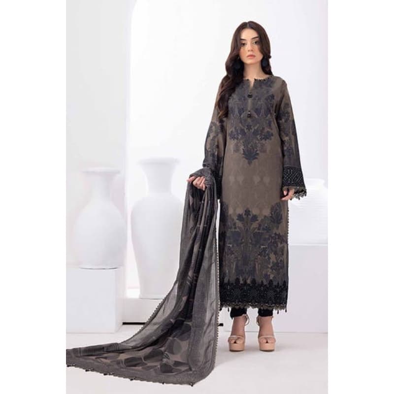 Ideas Embroidered Unstitched Suit with Paper Cotton Dupatta PC-32002 3PC