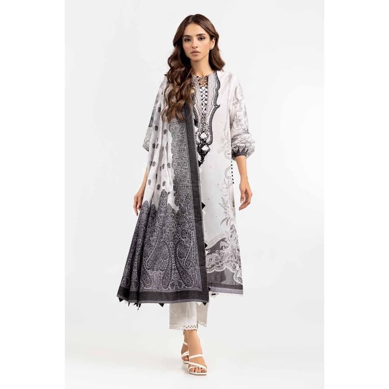 Ideas Embroidered Unstitched Suit with Jacquard Dupatta MJ-22061 3PC