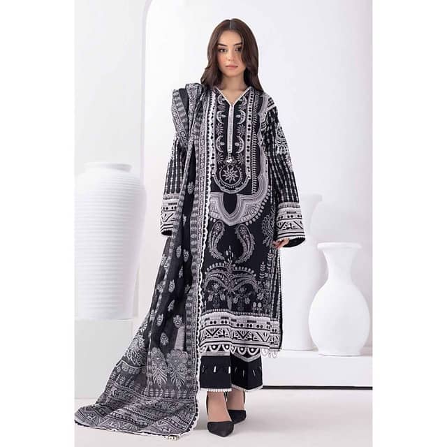 Ideas Unstitched Embroidered Lawn Suit with Jacquard Dupatta MJ-32062 3PC