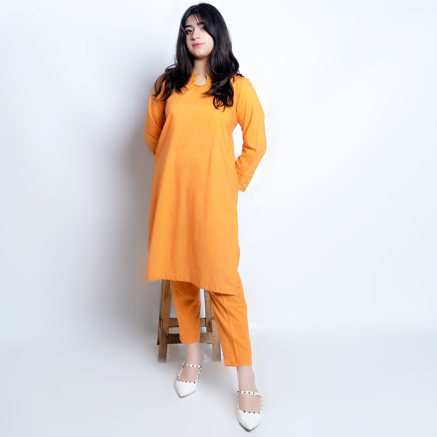 STM Studio Women Suit 2PC Kesari