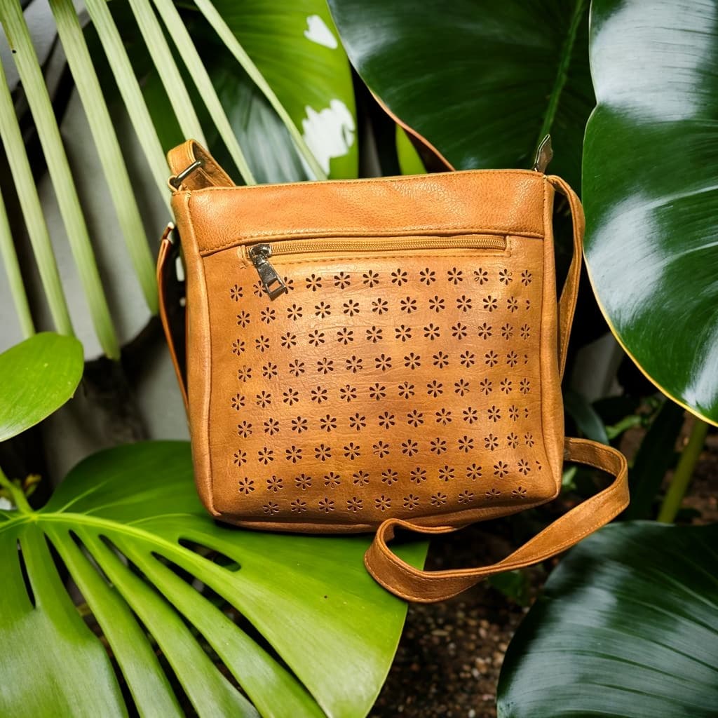 Pu Leather Crossbody Purse Reddish Brown