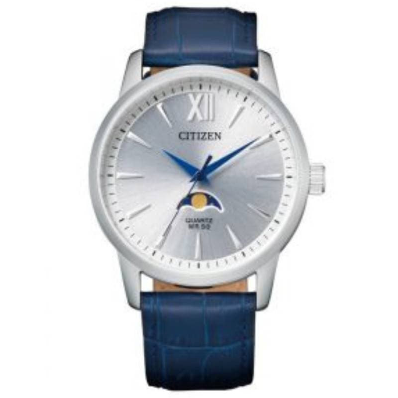 Citizen Gents Quartz Leather Strap Watch AK5000-03A Silver