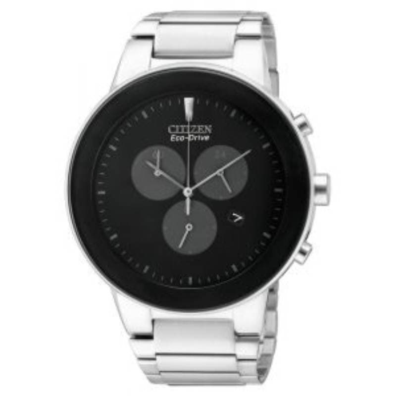 Citizen Gents Eco-Drive Solid Stainless Steel Watch AT2240-51E Black