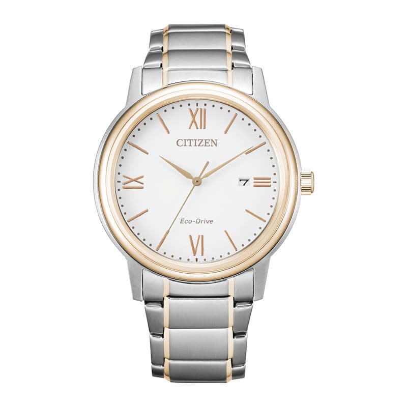 Citizen Stainless Steel With Two-Tone Rose Gold Plating Gents Watch AW1676-86A Silver