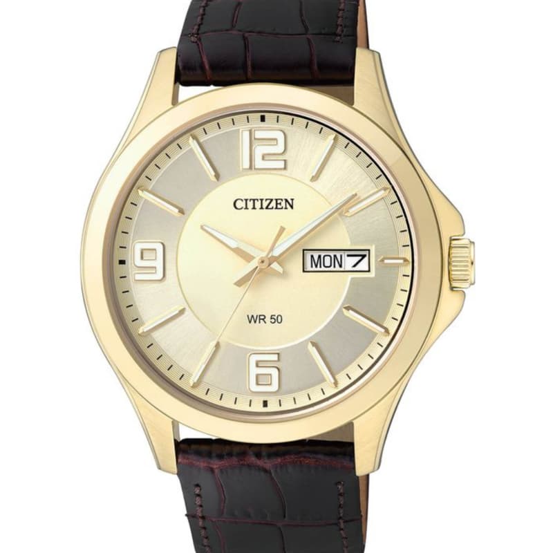 Citizen Gents Quartz Leather Strap Watch BF2008-05P Light Golden