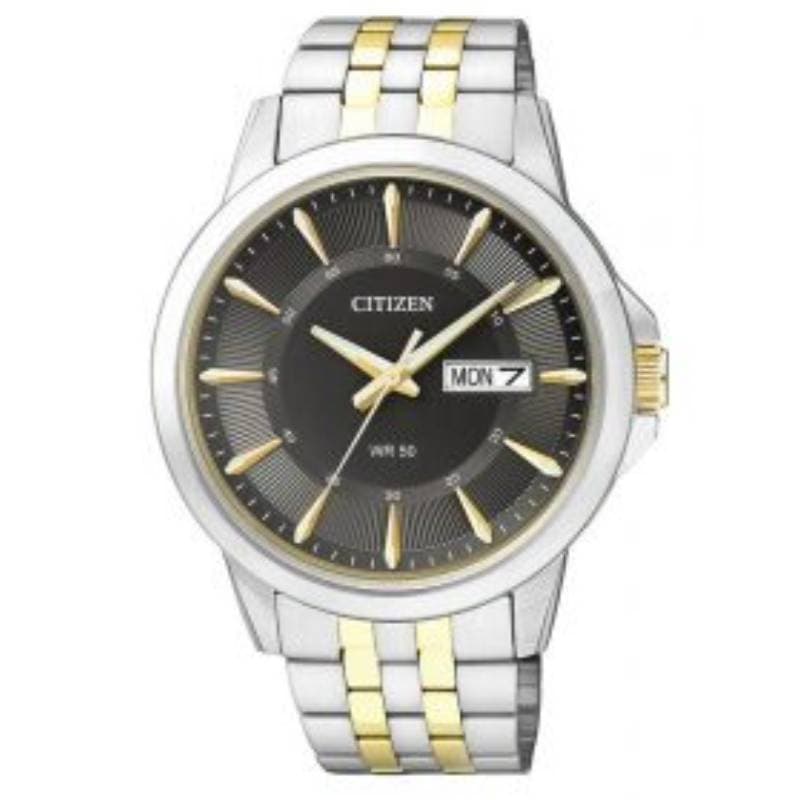 Citizen Stainless Steel With Two-Tone Gold Plating Gents Watch BF2018-52H Black