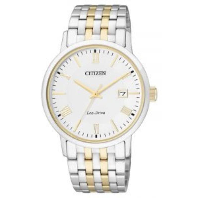 Citizen Gents Eco-Drive Stainless Steel Strap With Two-Tone Gold Plating Watch BM6774-51A White
