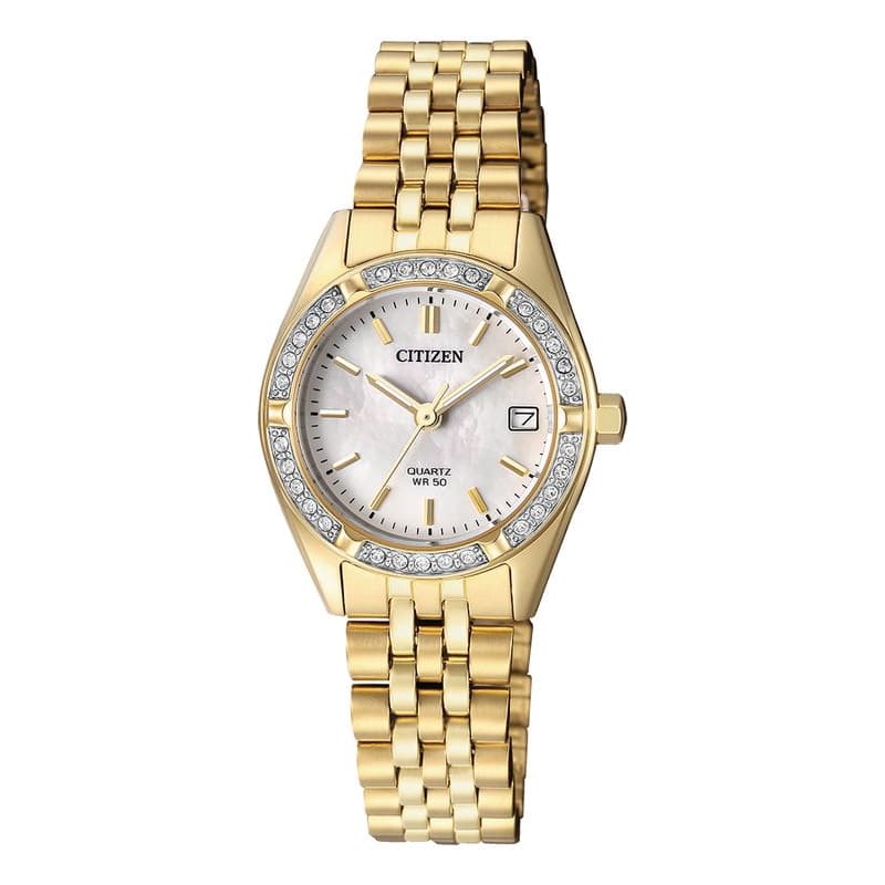Citizen Ladies Quartz Gold Plated Watch EU6062-50D Marble White