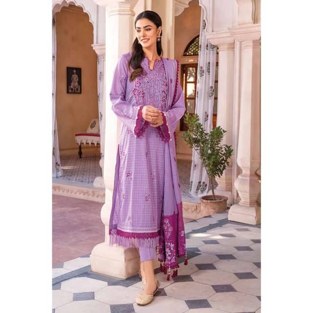 Ideas Embroidered Lawn Unstitched Suit With Embroidered Denting Lawn Dupatta DN-32041 3PC