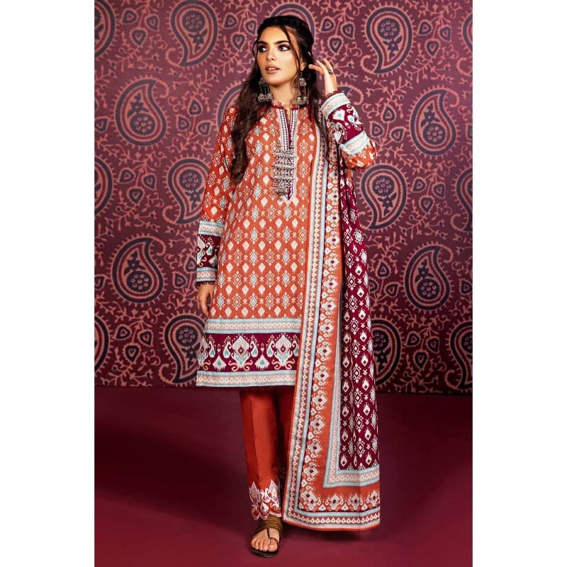 Ideas Embroidered Printed Khaddar Unstitched Suit K-32024A 3PC