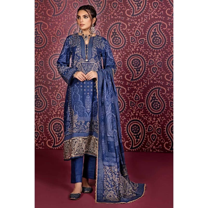 Ideas Printed Cotton Linen Unstitched Suit K-32008 3PC