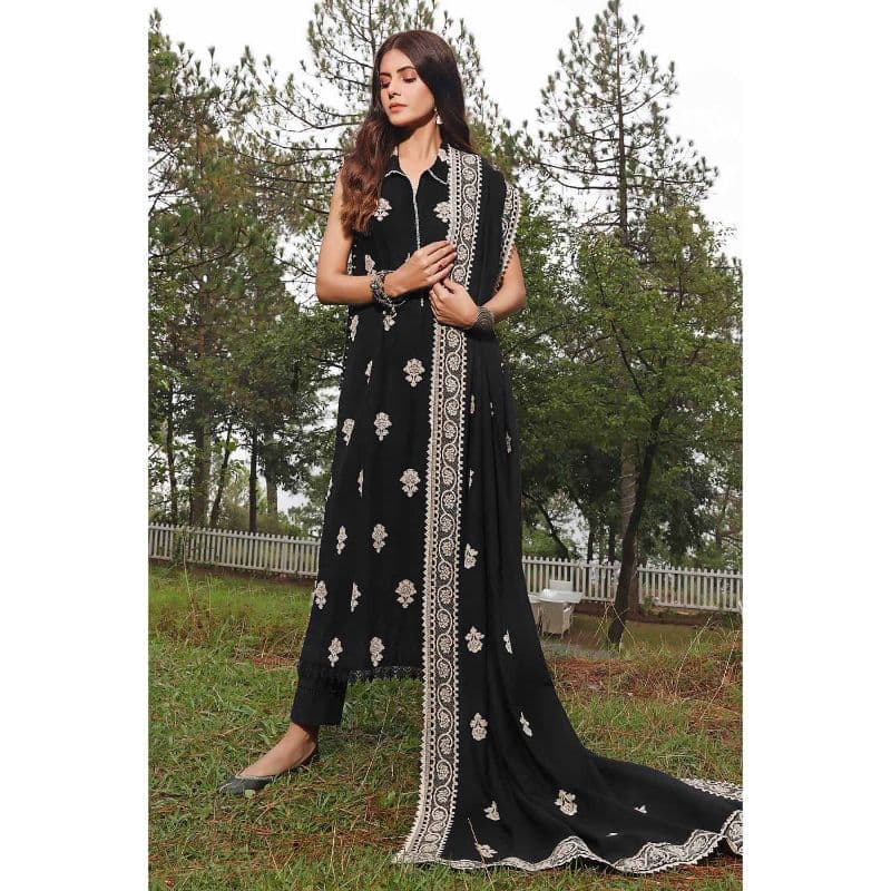 Ideas Velvet Jacquard Unstitched Suit KVJ-32001 3PC