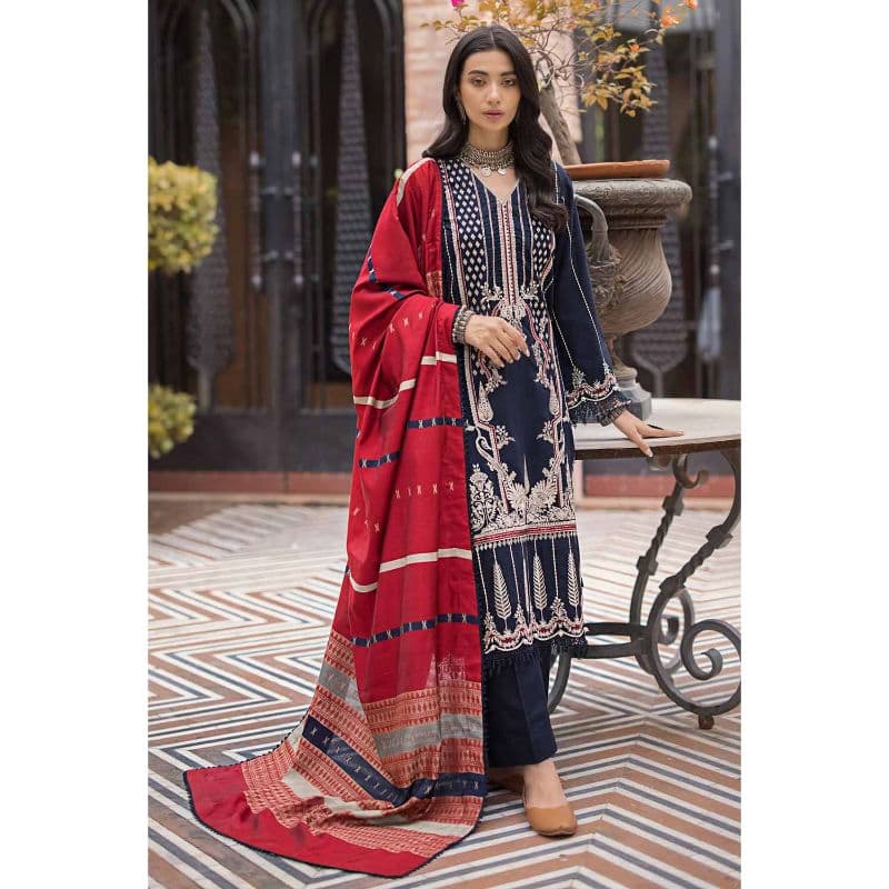 Ideas Embroidered Khaddar Unstitched Suit with Jacquard Dupatta MJ-32059 3PC