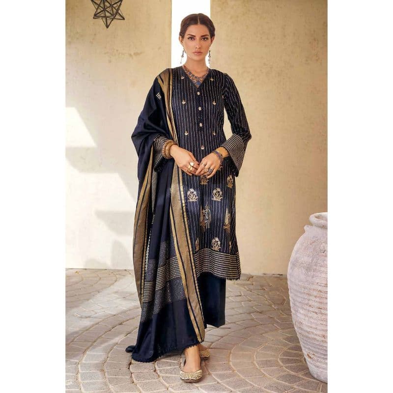 Ideas Embroidered Jacquard Unstitched Suit MJ-32076 3PC