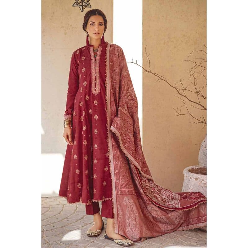 Ideas Embroidered Khaddar Unstitched Suit with Jacquard Dupatta MJ-32073 3PC