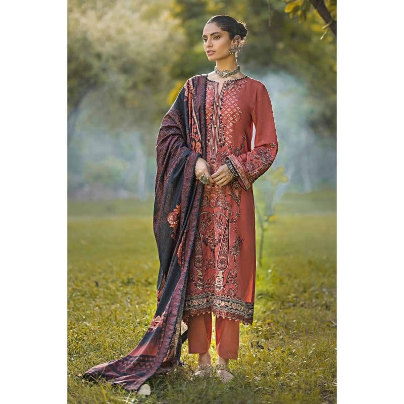 Ideas Embroidered Karandi Unstitched Suit AY-32013 3PC