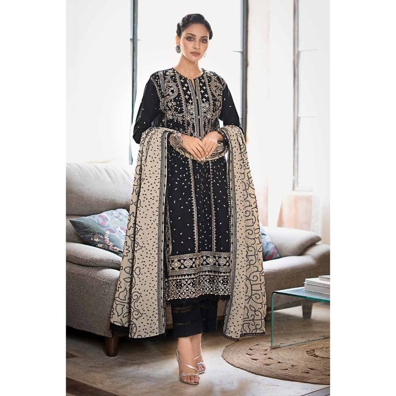 Ideas Embroidered Khaddar Unstitched Suit with Embroidered Karandi Dupatta AY-32034 3PC