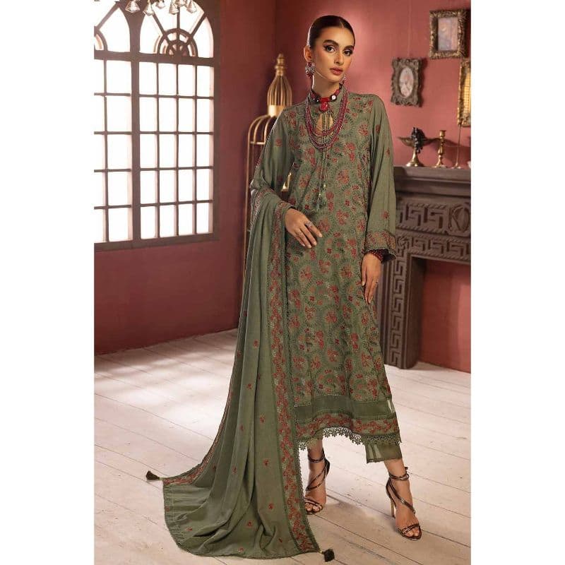 Ideas Embroidered Karandi Unstitched Suit AY-32027 3PC