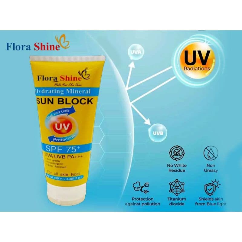 Flora Shine Hydrating Mineral Sunblock SPF 75 100ml