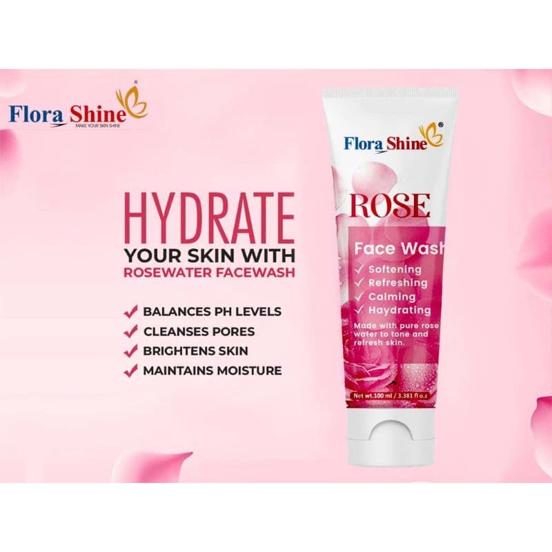 Flora Shine Rose Face Wash 100ml