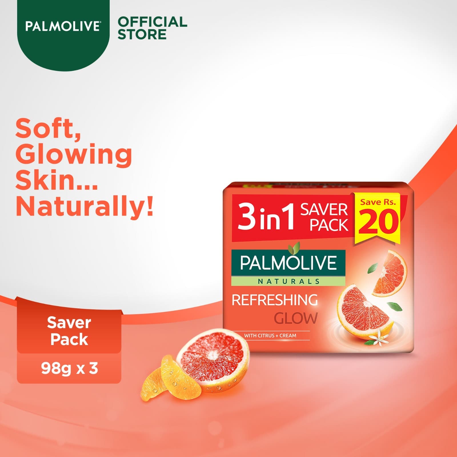Palmolive Naturals Bar Soap Saver Pack 98gx3 - Refreshing Glow