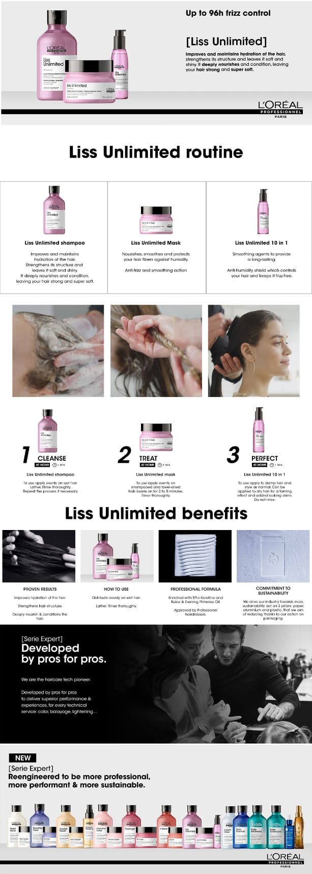L'Oreal Professionnel Serie Expert Liss Unlimited Shine Perfecting Blow Dry Hair Oil 125ml details