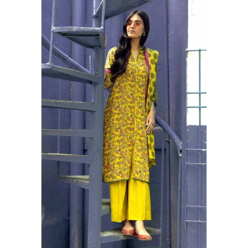 Ideas Printed Dobby Linen Unstitched Suit LT-32022 A 3 PC