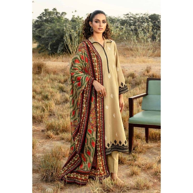 Ideas Digital Printed Embroidered Corduroy Unstitched Suit CD-32005 3PC
