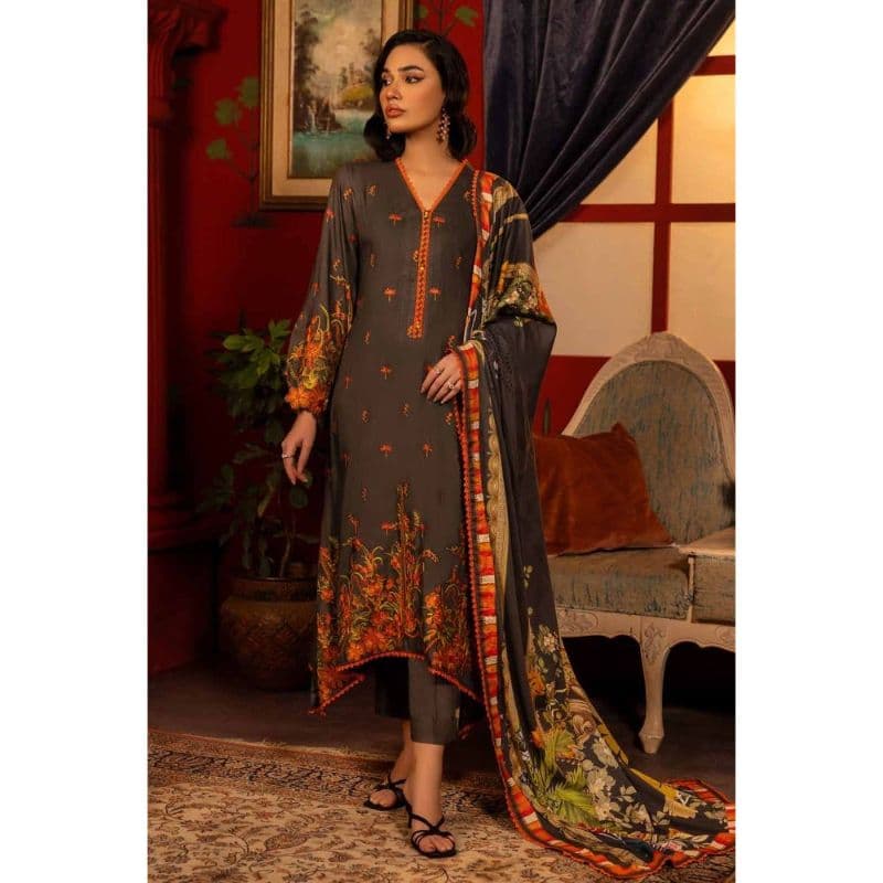 Ideas Embroidered Linen Unstitched Suit LT-32005 3PC