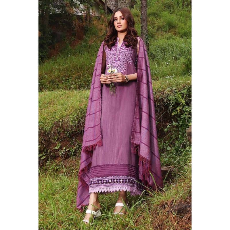 Ideas Embroidered Cotton Stripe Unstitched Suit ST-32017 3PC