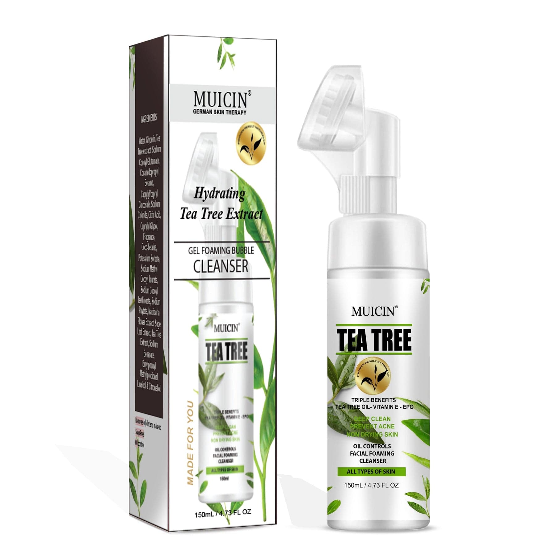 MUICIN Tea Tree Bubble Foaming Facial Cleanser 150ml
