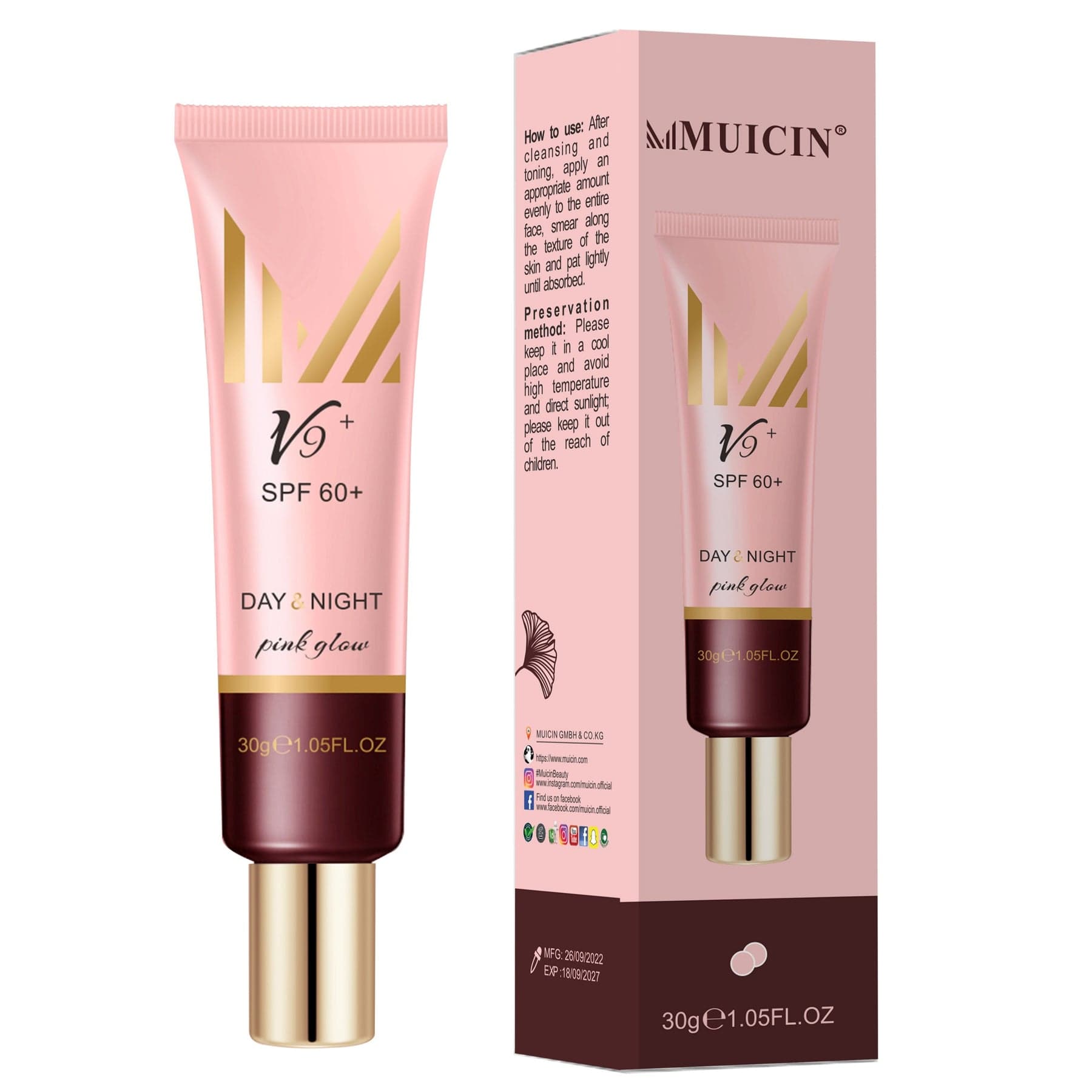 MUICIN V9+ Pink Glow CC Day & Night Cream 30g
