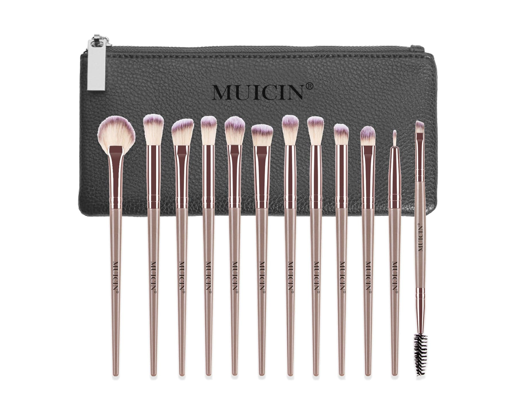 MUICIN Vegan Eyebrush Set With Pouch 12 PC