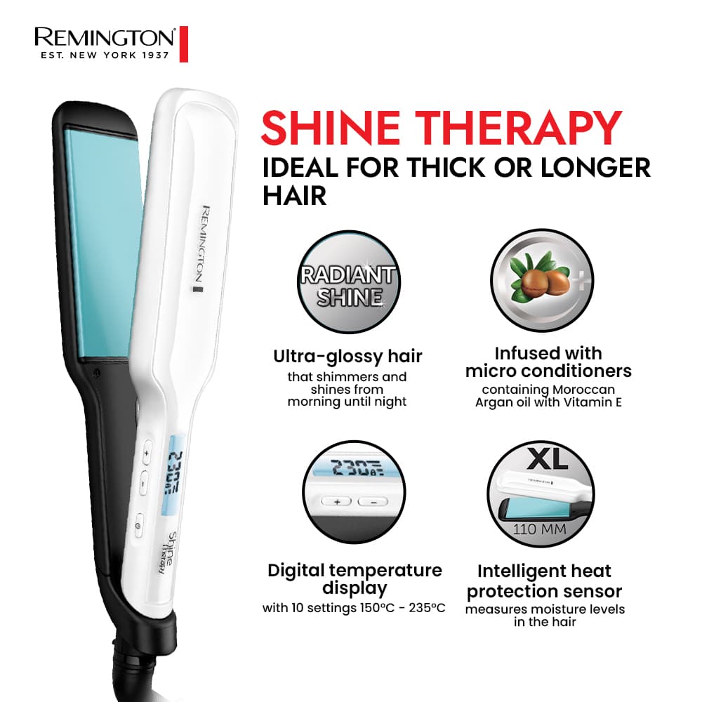 S8550 Remington Shine Therapy Wide Plate Straightener