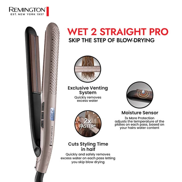 S7970 Remington Wet 2 Straight Pro Hair Straightener Bronze