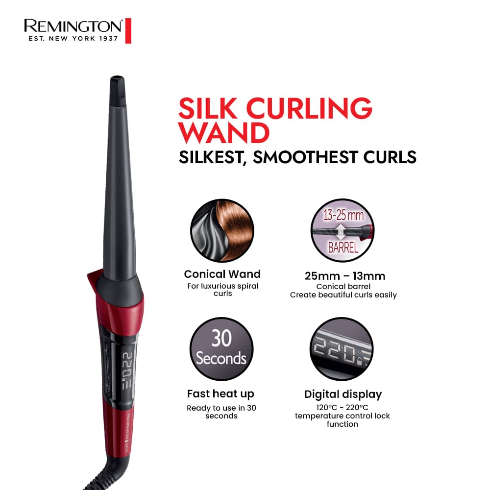 Ci96W1 Remington Silk Curling Wand Hair Curler