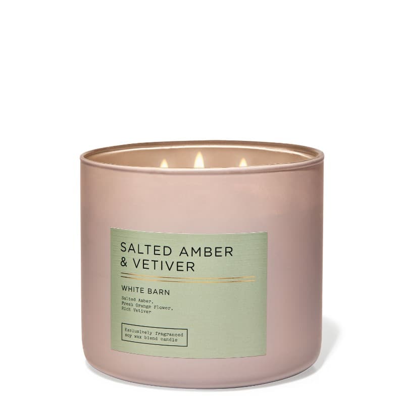 Bath And Body works Salted Amber & Vetiver 3-Wick Candle