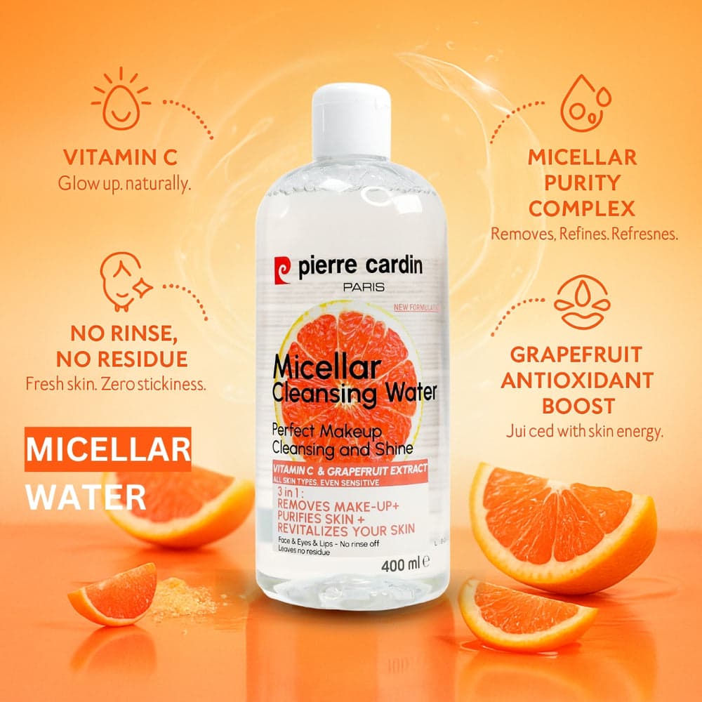 Pierre Cardin Paris Cleansing Micellar Water 400ml - With Pink Grapefruit And Vitamin C